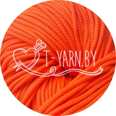 Полиэфирный шнур с сердечником, цвет Оранжевый Люминесцентный , 5мм, 200м, пасма